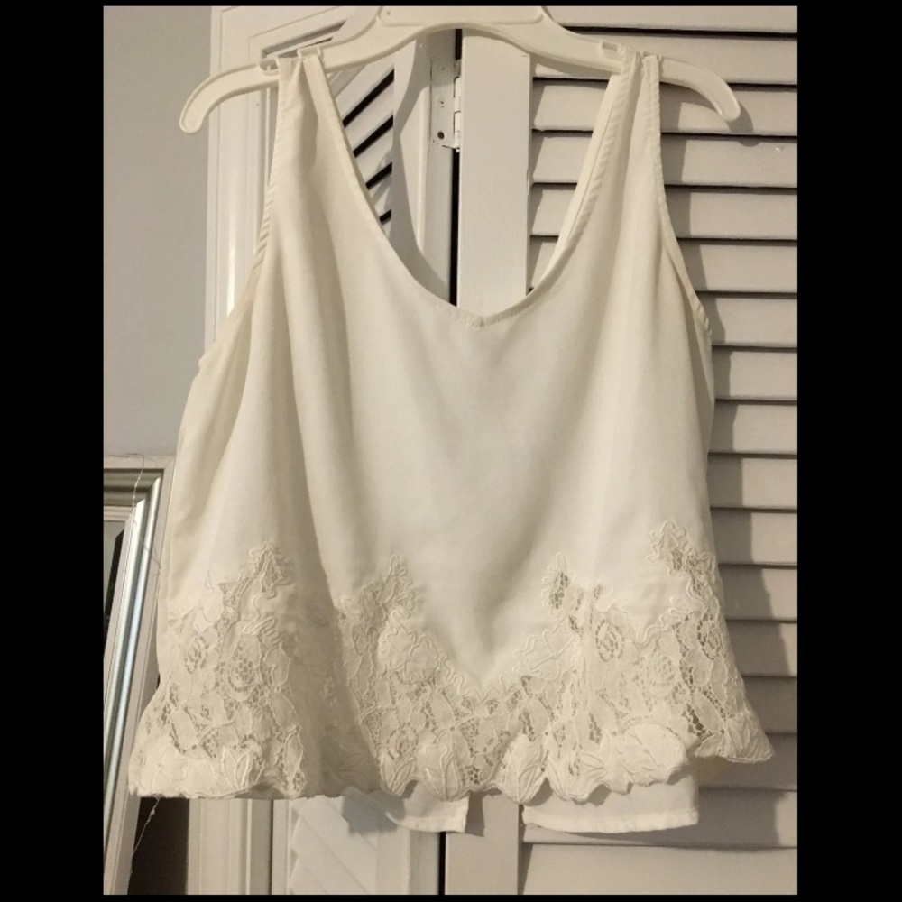White crop top with lace detailing